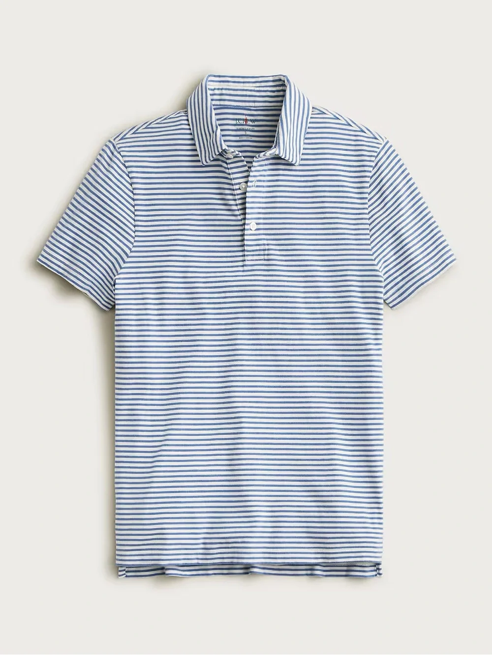 J. CREW Sueded cotton polo shirt in stripe in Ivory Blue Size L $59.50 BW382